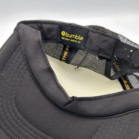 Bumble Dating App Baseball Hat Cap Black & Yellow Mesh Adjustable Strap - Picture 2 of 3